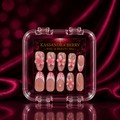Cherry Blossom Doll nude almond 3D floral polka dot press-on nail set