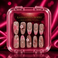 Velvet Petal taupe mauve almond 3D floral pearl press-on nail set